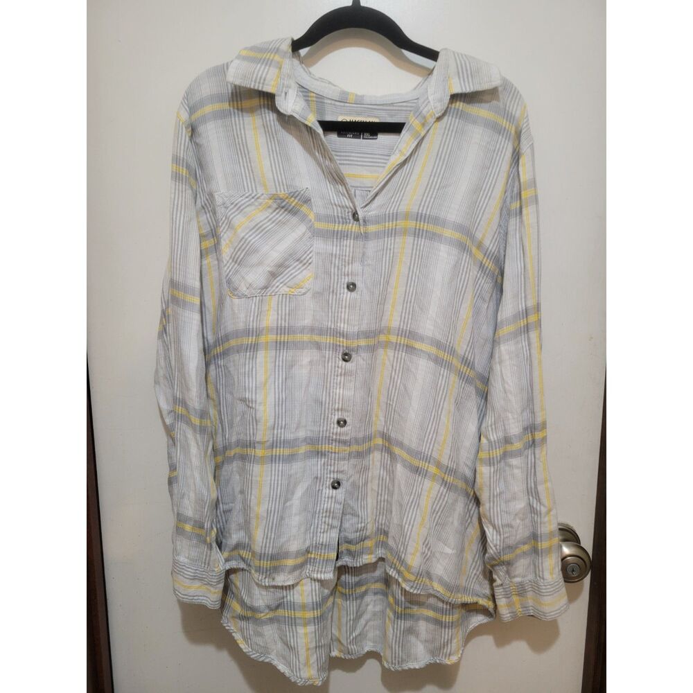 Magellan Outdoors Plaid Plaid Long Sleeve Shirt XXL Gray Yellow